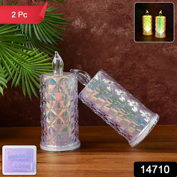 Decorative LED Candle Lights with Holographic Finish (2 Pc / Set) - Justgrabit Inc.