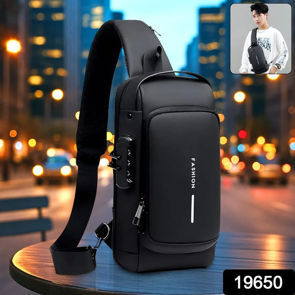 Trendy Anti - Theft Crossbody Sling Bag with USB Charging Port (1 Pc) - Justgrabit Inc.