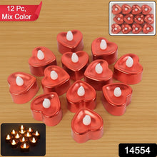 Heart Shaped LED Tea Light Candles (Mix Color / 12 Pc) - Justgrabit Inc.