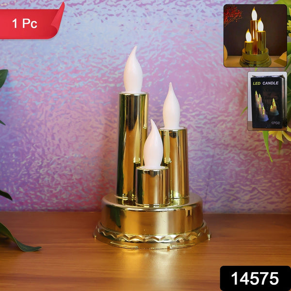 LED Flameless Candle Lamp with Triple Candle Design (1 Pc) - justgrabit.in | Just Grab It