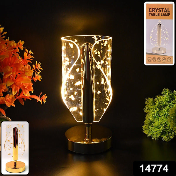 Luxury Golden Leaf Design Crystal Table Lamp (1 Pc) - justgrabit.in | Just Grab It