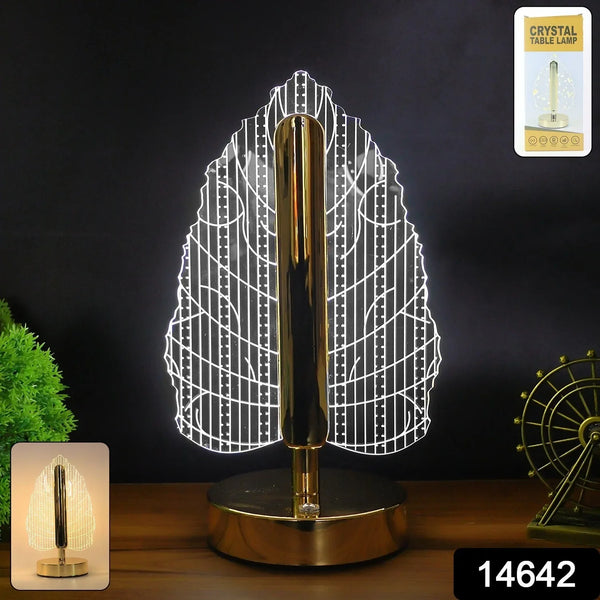 Elegant Plastic LED Table Lamp with Leaf Design Shade (1 Pc) - justgrabit.in | Just Grab It