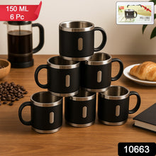 Apex Premium Stainless Steel Double Wall Coffee Mug Gift Set (6 Pc / 150 ML) - justgrabit.in | Just Grab It