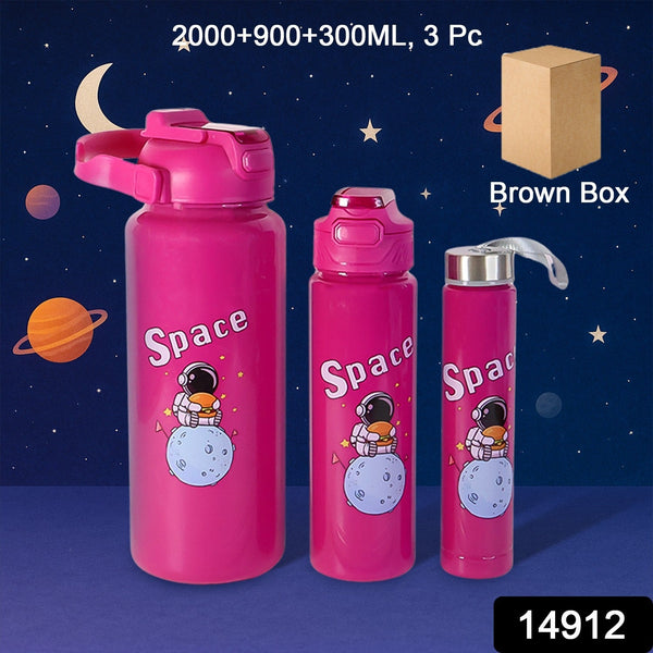 Space Theme Printed Water Bottles – 2000ML, 900ML & 300ML Approx - (Set) - justgrabit.in | Just Grab It