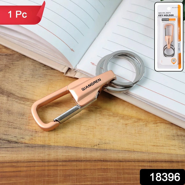 Premium Metal Keychain Carabiner Clip Hook with Dual Key Rings (1 Pc) - justgrabit.in | Just Grab It