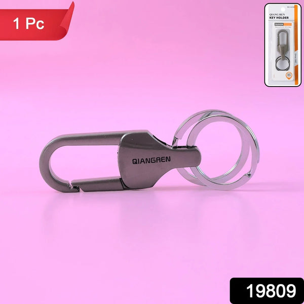 Premium Metal Keychain Carabiner Clip Hook with Dual Key Rings (1 Pc) - justgrabit.in | Just Grab It