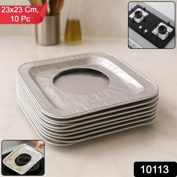 Aluminum Gas Stove Burner Protector Covers (10 Pc / 23x23 cm) - justgrabit.in | Just Grab It