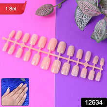 Elegant Nude Glossy Artificial Nail Tips fake nails (24 Pc Set) - justgrabit.in | Just Grab It