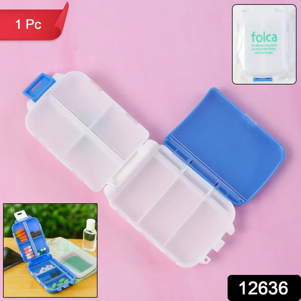Portable Blue Dual - Sided Pill Organizer Box (1 Pc) - justgrabit.in | Just Grab It
