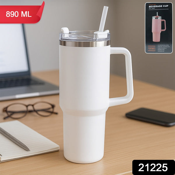 890 ML Insulated Stainless - Steel Travel Tumbler White Color (1 Pc ) - justgrabit.in | Just Grab It