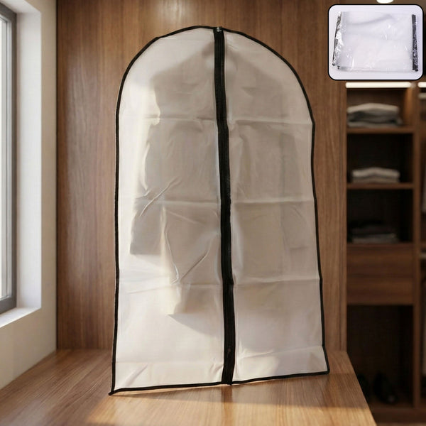 Transparent Garment Cover with Front Zipper (100 × 60 cm, 1 Pc) - justgrabit.in | Just Grab It