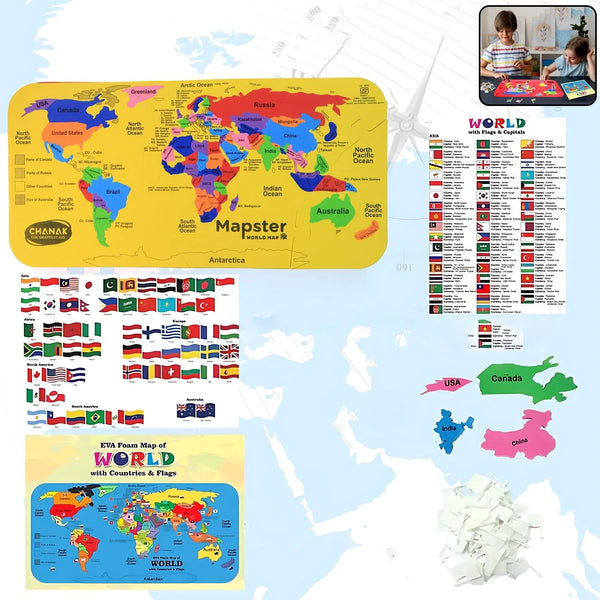 Aditi Mapster World Map EVA Foam Puzzle Set - Justgrabit Inc.