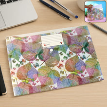 Printed A4 Document Folder – Leaf Design with Button Closure & Label Slot (1 Pc) - justgrabit.in | Just Grab It