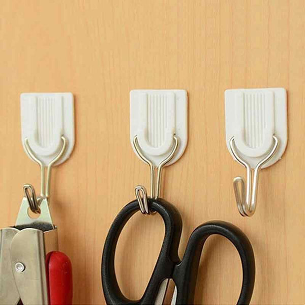 Adhesive Sticker ABS Plastic Hook Towel Hanger for Kitchen / Bathroom - Justgrabit Inc.