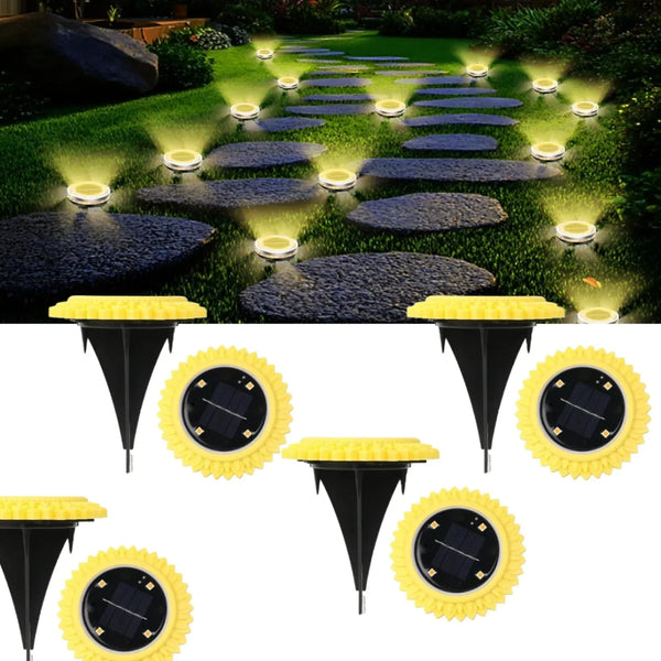 4 Pack Solar Ground Lights, LED Solar Powered Disk Lights Outdoor Waterproof Garden Landscape Lighting for Yard Deck Lawn Pathway Walkway Balcony Decoration - Justgrabit Inc.