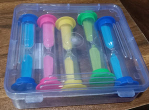 Plastic Hourglass Sand Timer Set – 3 - Min Sand Clock for Kitchen, Office, School & Kids (5 Pc) - Justgrabit Inc.