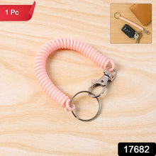 Elastic Spiral Coil Keychain Bracelet with Metal Key Ring and Clip Hook (1 Pc) - Justgrabit Inc.