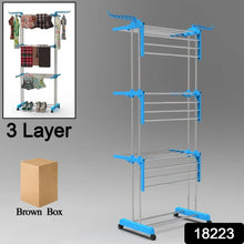 Premium Heavy Duty Stainless Steel 3 Layer Foldable Cloth Drying Stand (1 Set / With Brown Box) - justgrabit.in | Just Grab It