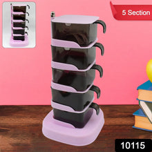 Rotating Spice Jars Vertical Rotatable Seasoning Box 5 Section / Tier With 5 Spoon (1 Set) - justgrabit.in | Just Grab It