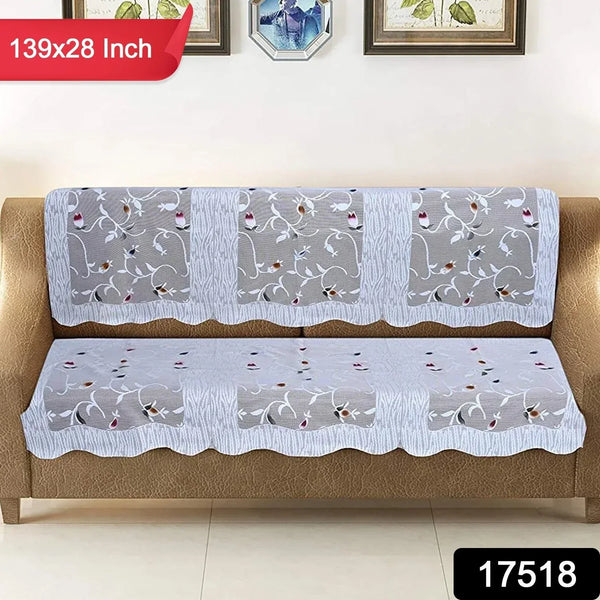 Elegant Floral Sofa Protector Runner - (1 Pc / 139x28 Inch) - justgrabit.in | Just Grab It