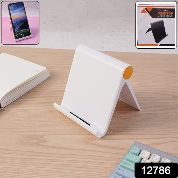 Plastic Foldable Desktop Mobile Stand (1 Pc / White) - justgrabit.in | Just Grab It