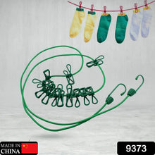 Elastic Cloth Drying Rope with 12 Metal Clip Portable Clothes line For Home & Travel - justgrabit.in | Just Grab It