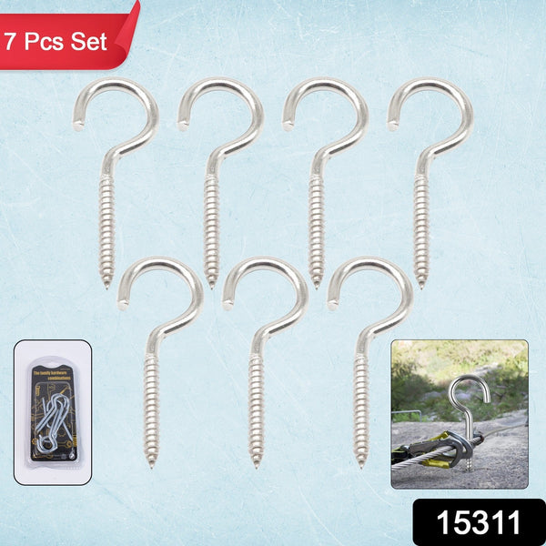 Eye Hooks Screw in Heavy Duty, Stainless Steel Eye Bolts Screw (7 Pc Set) - justgrabit.in | Just Grab It
