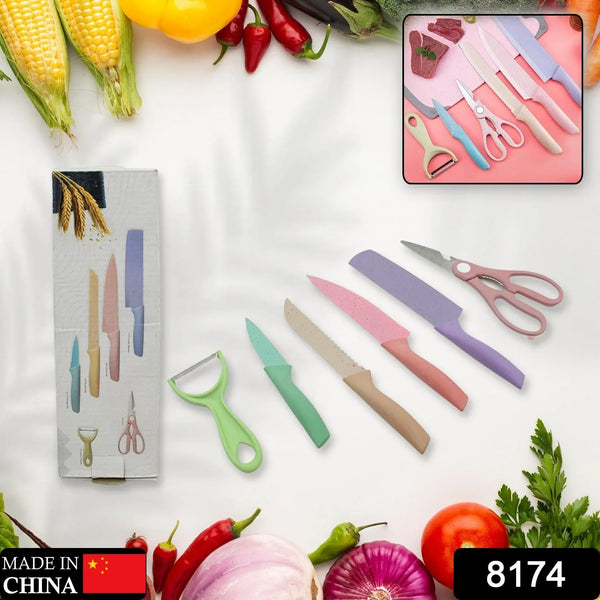 Corrugated 6Pc Kitchen Knife Set Professional Box Knife Set 6 Piece Forged Kitchen Knives with Box. - Justgrabit Inc.