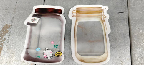 Plastic Transparent Small Jar Shaped Pouch With Zipper (1 Pc) - Justgrabit Inc.