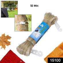 Clothesline Portable Travel Clothesline Adjustable with 2 Plastic Hooks (10 M Approx / 1 Pc) - justgrabit.in | Just Grab It