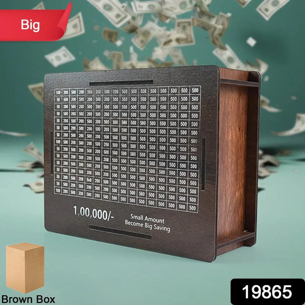 Big Wooden Savings Challenge Money Bank / Piggy Bank - (1 Pc) - justgrabit.in | Just Grab It