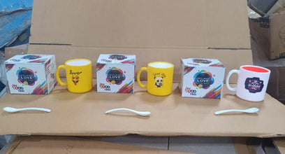 Mix Design & Color Coffee Mug With Spoon and box packing, Design Coffee Mug Used for Drinking and Taking Coffees and Some Other Beverages in All Kinds of Places (1 pc) - justgrabit.in | Just Grab It