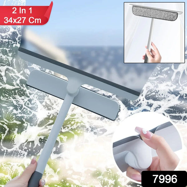 2 - in - 1 Window Glass Cleaning Wiper with Microfiber Pad - justgrabit.in | Just Grab It