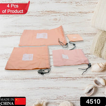 Travel Storage Bag Set – Waterproof Nylon Drawstring Organizers for Clothes & Shoes (4 Pc) - justgrabit.in | Just Grab It