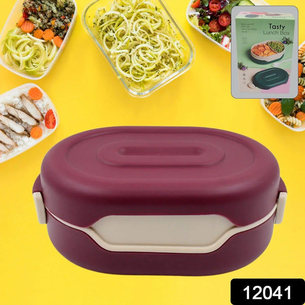 Airtight Food Grade Tiffin Box with 2 in 1 Spoon And 2 Compartment - justgrabit.in | Just Grab It