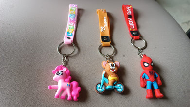 Cute Cartoon Silicone 3D Key Chain with Metal Hook & Strap (Pack of 1) - justgrabit.in | Just Grab It