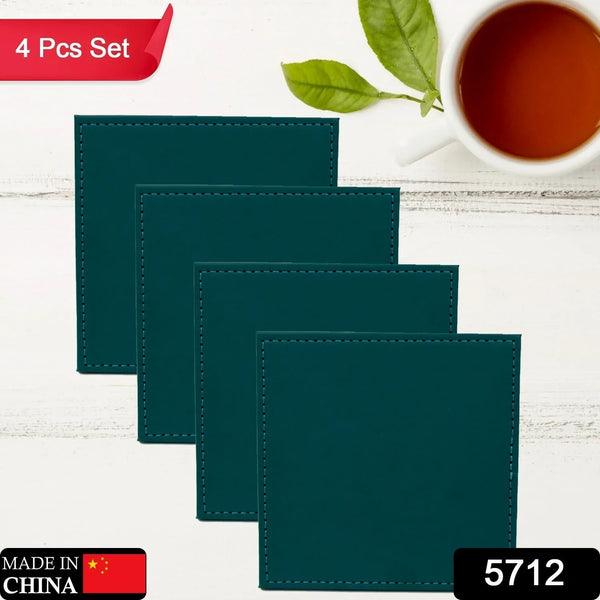 Square Leather Tea Coaster Set – Durable Dining & Coffee Table Decor (4 Pc) - Justgrabit Inc.