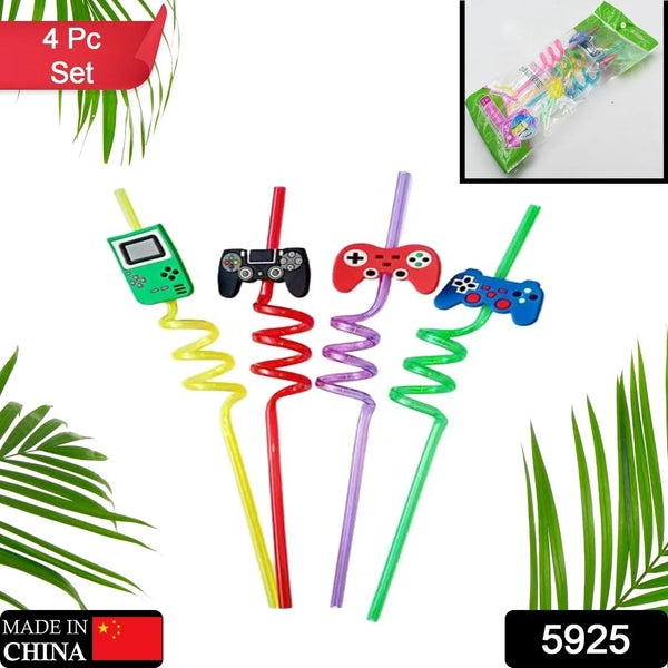 Plastic Straws Reusable Drinking Straws (4 pc Set / Mix design) - justgrabit.in | Just Grab It