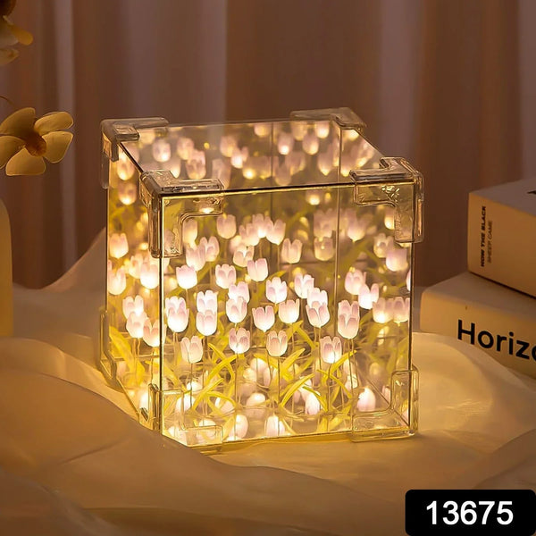 Cube Tulip Night Lamp | Led Decorative Nights Lamp (Multicolor & Design / 1 Set) - justgrabit.in | Just Grab It