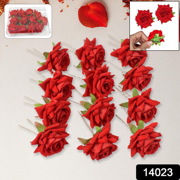 Hair Clip Red Rose Bridal Hair Pins Rose (12 Pcs Set / Red Color Only) - justgrabit.in | Just Grab It