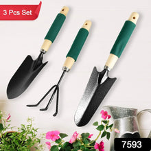 Gardening Tools - Hand Cultivator, Trowel, Heavy Duty with Ergonomic Wooden Handle for Transplanting and Digging (3 Pcs Set) - Justgrabit Inc.