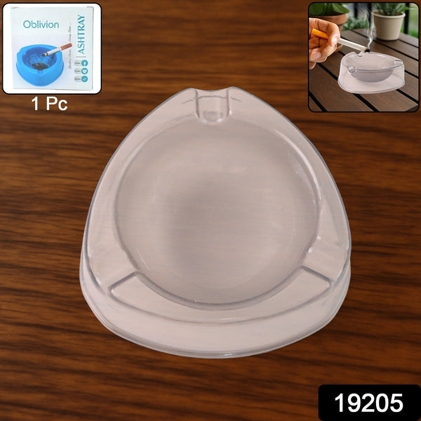 Oblivion Transparent White Ashtray with Cigarette Holder Grooves (1 Pc) - justgrabit.in | Just Grab It