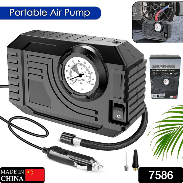 Tire Inflator Portable Air Compressor 12V Small Air Pump for Car Tires Bicycle Balloons, Cars, Bike, Bicycles and Other Inflatables with LED Light (12V) - Justgrabit Inc.
