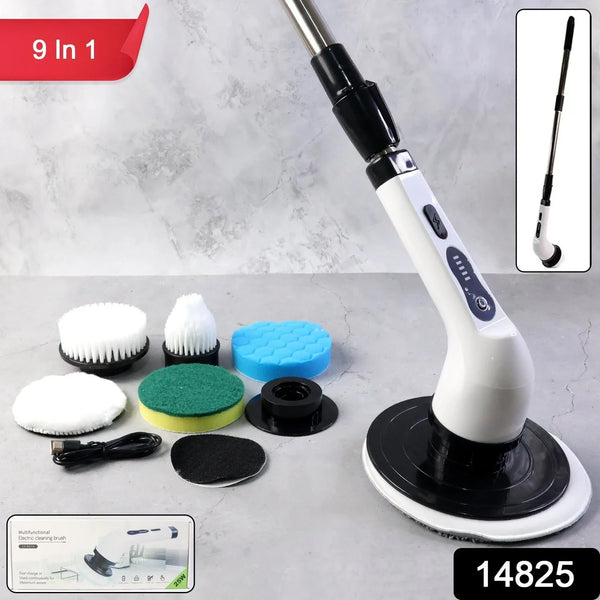 9 In 1 Rechargeable Electric Spin Scrubber with Telescopic Handle (1 Set) - justgrabit.in | Just Grab It
