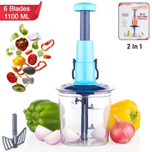 6 Blades Manual Hand - Press Vegetable Chopper (1100 ML / Mix Color) - justgrabit.in | Just Grab It