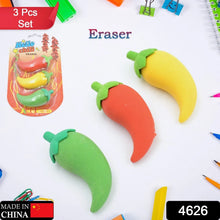 3D Fancy Colorful Chili Shape Erasers – Mini Novelty Eraser Set (3 Pc) - Justgrabit Inc.