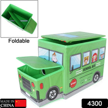 Foldable Bus Shape Toy Box Storage with Lid for Storage of Toys Basket Useful as Toy Organizer mountable Racks Surface Multipurpose Basket for Kids Wardrobe Cabinet Wood with Cloth Cover For Home Decor Books, Game, Baby Cloth (Mix Color & Design ) - Justgrabit Inc.
