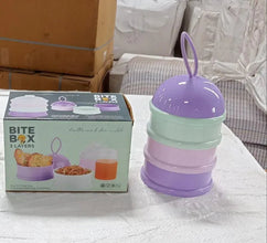 3 Layer Cute Portable Baby Food Milk Powder Storage Box Bottle Container Milk Powder Baby Food Container Bowl. (Purple) - justgrabit.in | Just Grab It