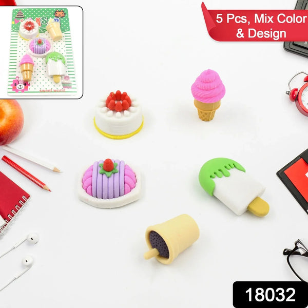 3D Mix Design Fancy & Stylish Colorful Erasers, Mini Eraser Creative Cute Novelty Eraser for Children Different Designs Eraser Set for Return Gift, Birthday Party, School Prize (1 Set) - Justgrabit Inc.