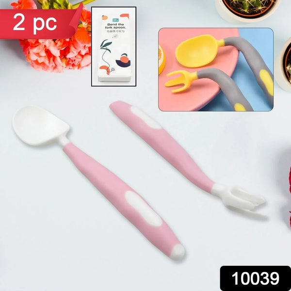 Silicone Bendable Kids Spoon & Fork Set – Toddler Self - Feeding Utensils (2 Pc Set) - Justgrabit Inc.